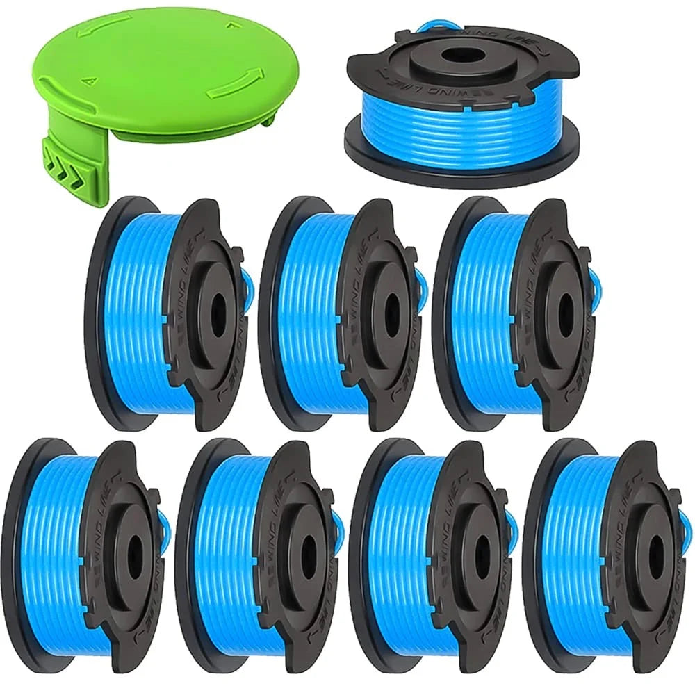 For Greenworks Lawn Mower 8 Line Spools + 1 Spool Cap, 29252 / 29092 - 1