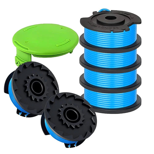 For Greenworks BST4000  /  ST40L00  /  2100702 6 Nylon Rope Spool + 1 Lawn Mower Spool Cap, 29252&29092 - 1