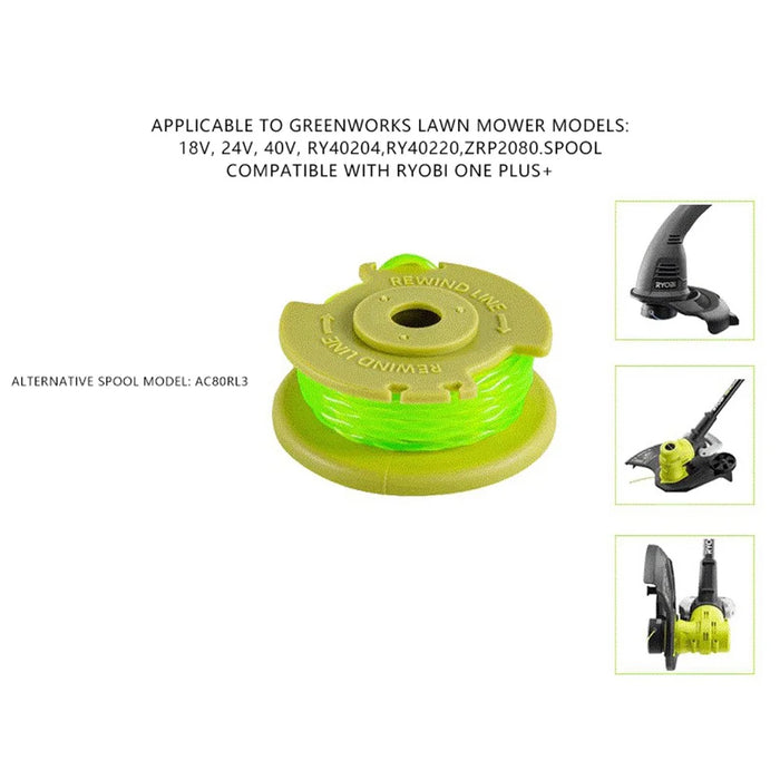 2PCS Nylon Wire Reels Replacement Spools for Ryobi Lawn Trimmer AC80RL3 Trimming Rope - 4