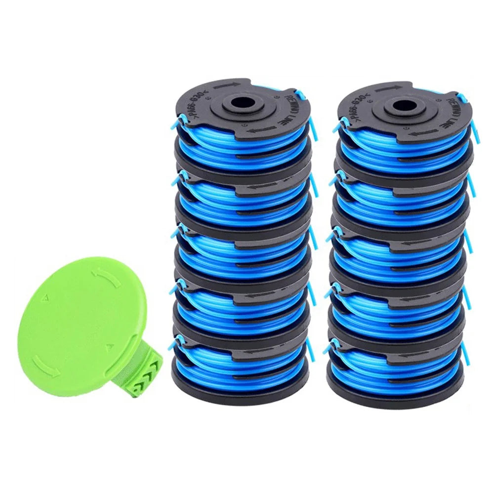 For Greenworks 2101602 / 2101602A Lawn Mower 2900719 10Pcs Line Spools with 1Pc Spool Cap - 1