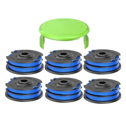 For Greenworks Lawn Mower 6 Nylon Rope Line Spool + 1 Spool Cap Set, 29082  /  29242 - 1