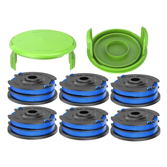 For Greenworks 21212 / 21272 Lawn Mower 6 Line Spools with 2 Spool Caps, 29082 / 29242 - 1