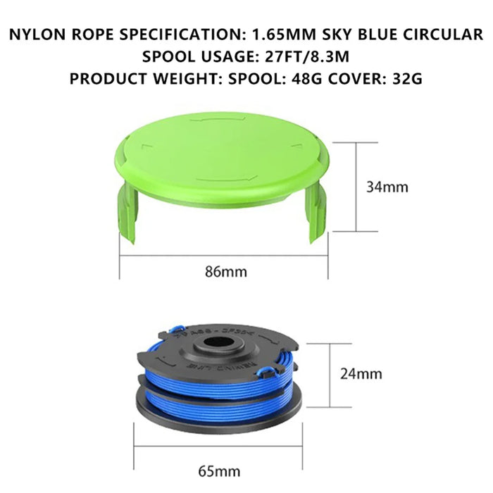 For Greenworks 21212 / 21272 Lawn Mower 6 Line Spools with 2 Spool Caps, 29082 / 29242 - 7