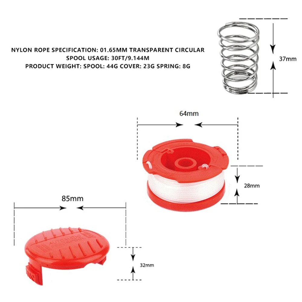 For Craftsman CMCST900 / CMCST915 Lawn Mower 6 Line Spools + Spool Cap + Spring Set, CMZST065 - 6