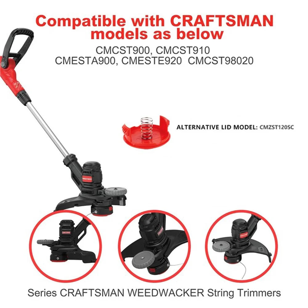 For Craftsman Lawn Mower 2 Spool Caps with 2 Springs Replacement Parts, CMZST120SC - 4