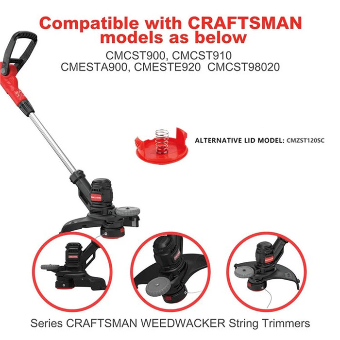 For Craftsman 4 ABS Spool Caps + 4 Metal Springs Lawn Mower Replacement Parts, CMZST120SC - 4