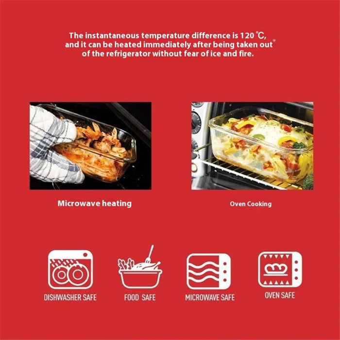 12Pcs Microwave Oven Food Storage Containers Set Borosilicate Glass Fresh Keeping Box (BPA Free, No FDA) - Black - 7
