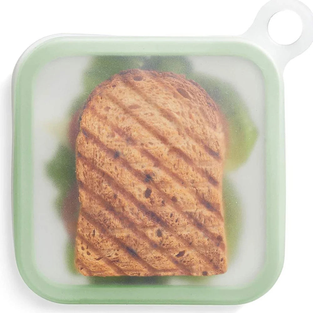 Portable Sandwich Toast Box Silicone + PP Food Container Kids Lunch Bento Box (BPA Free, No FDA) - 3