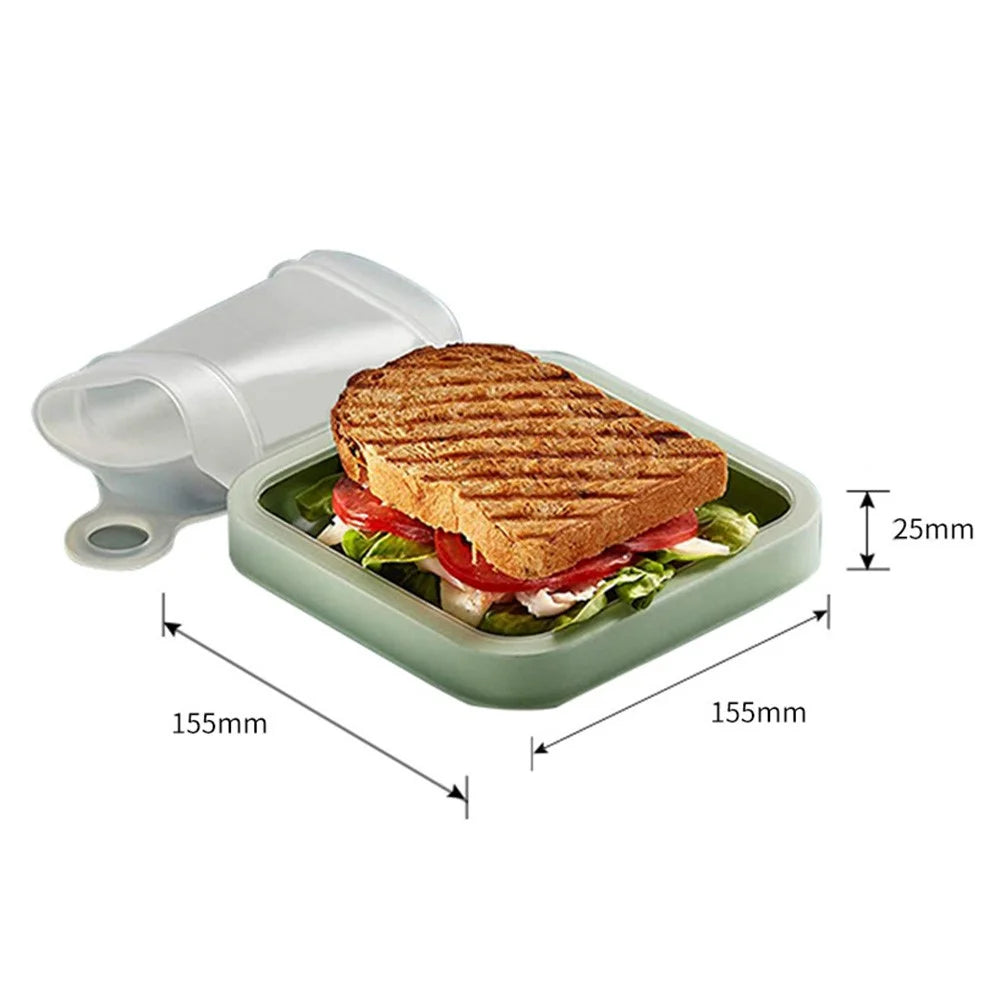 Portable Sandwich Toast Box Silicone + PP Food Container Kids Lunch Bento Box (BPA Free, No FDA) - 7