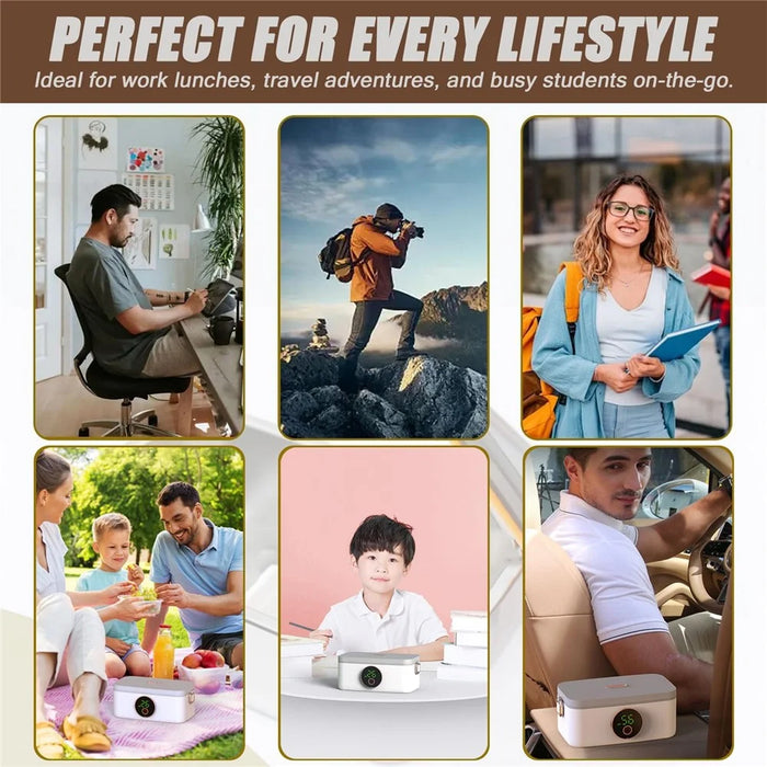 45W Wireless Heated Lunch Box with 16000mAh Battery and 6 Gear Adjustable Heating - 5