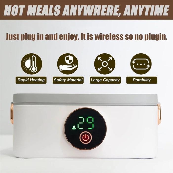 45W Wireless Heated Lunch Box with 16000mAh Battery and 6 Gear Adjustable Heating - 6
