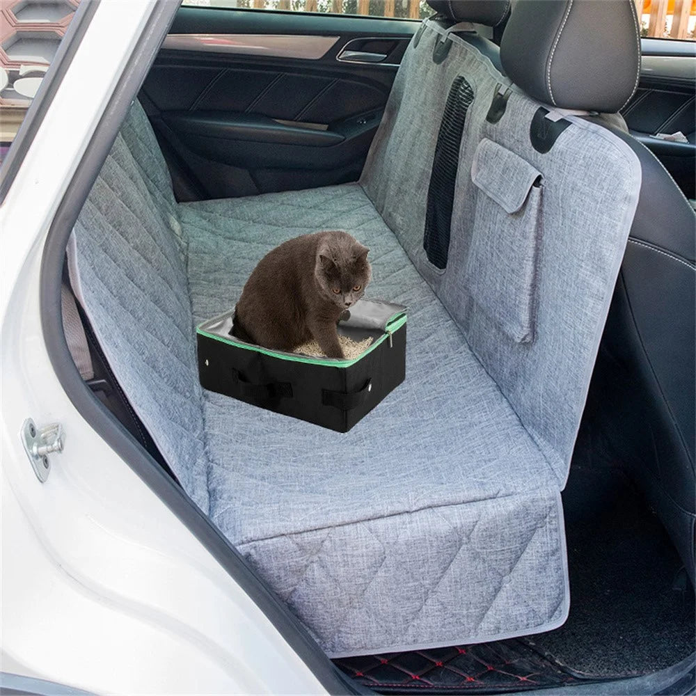 QS-115 Folding Cat Litter Box Portable Oxford Cloth Travel Feces Box Waterproof Mobile Cat Toilet - Black - 7