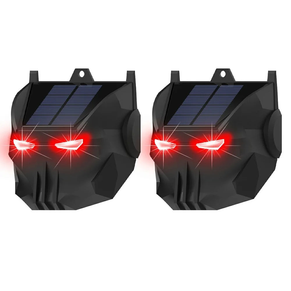 N911X 2Pcs Solar Powered Animal Repellent Lamp Outdoor Security Red LED Flashing Predator Deterrent Light - 1