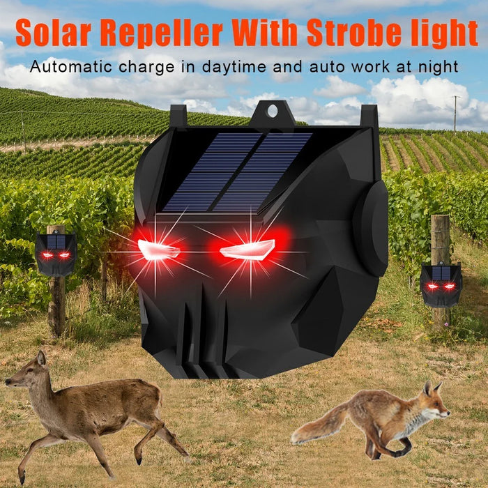 N911X 2Pcs Solar Powered Animal Repellent Lamp Outdoor Security Red LED Flashing Predator Deterrent Light - 2