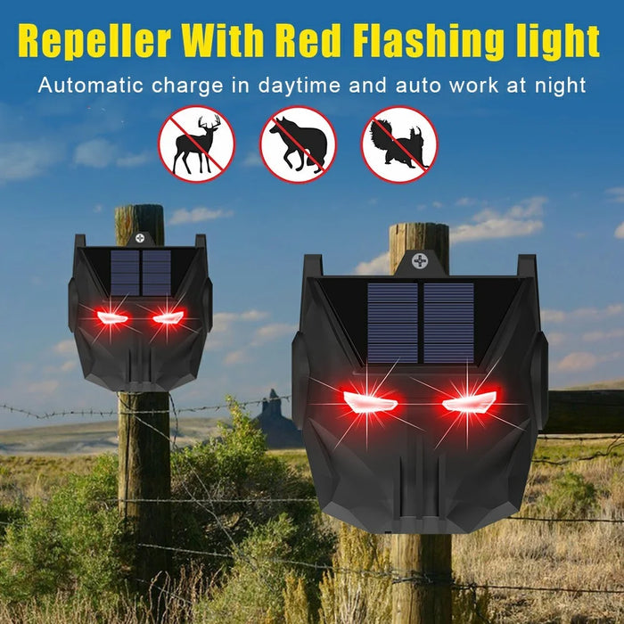 N911X 2Pcs Solar Powered Animal Repellent Lamp Outdoor Security Red LED Flashing Predator Deterrent Light - 7