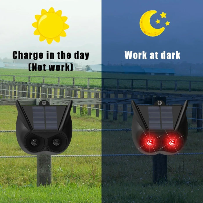 N911V 2Pcs Solar Powered Bird Animal Repellent Lamp Red LED Flashing Predator Deterrent Lights - 4