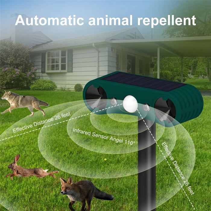 N911W Solar Powered Alarm for Garden, Farm Ultrasonic Animal Repellent Motion Sensor Infrared Detection - 4