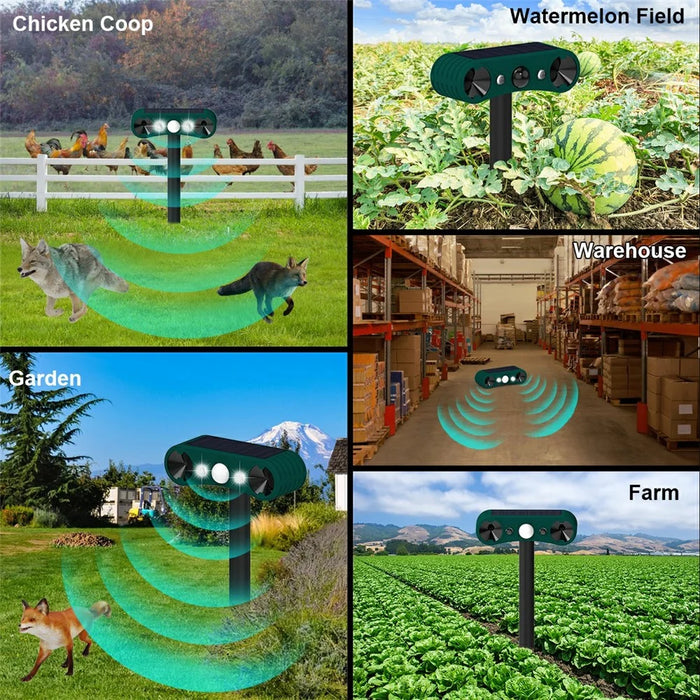 N911W Solar Powered Alarm for Garden, Farm Ultrasonic Animal Repellent Motion Sensor Infrared Detection - 5