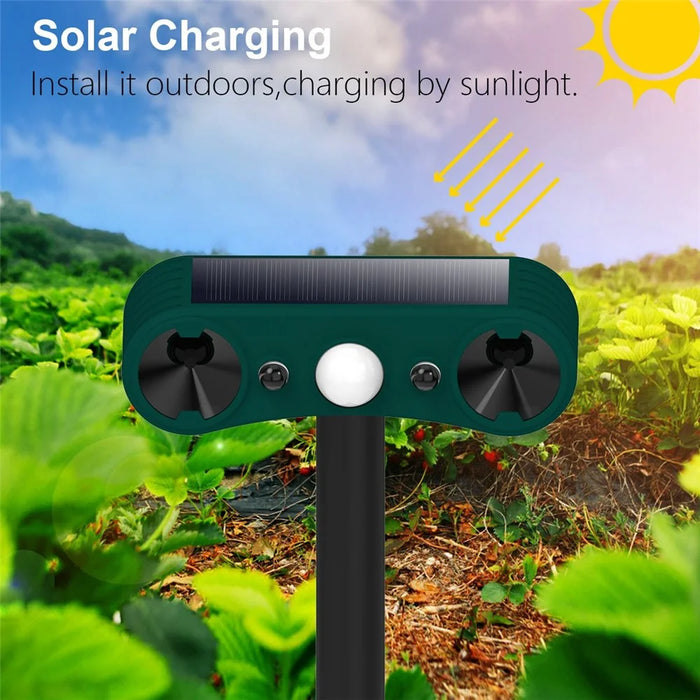 N911W Solar Powered Alarm for Garden, Farm Ultrasonic Animal Repellent Motion Sensor Infrared Detection - 6