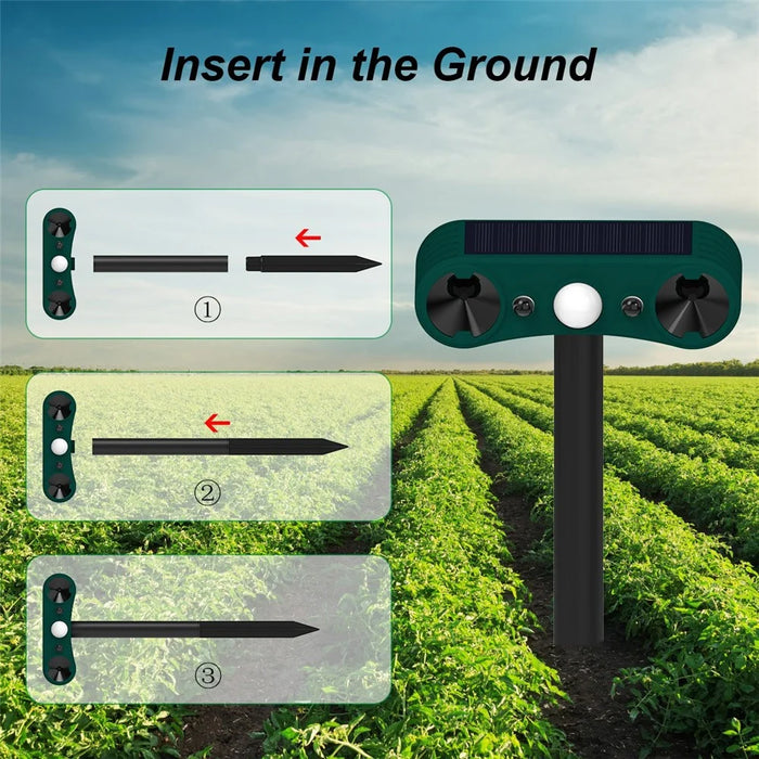 N911W Solar Powered Alarm for Garden, Farm Ultrasonic Animal Repellent Motion Sensor Infrared Detection - 7