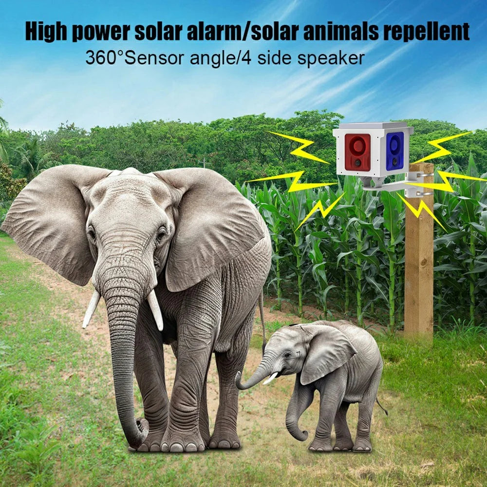 N911U Solar Powered Alarm Animal Repellent 360° Motion Sensor Security Light 4 Channel Loud Speaker - 4