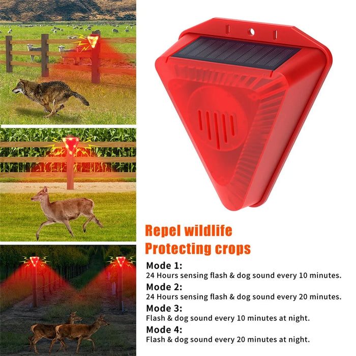N911Q Solar Powered Bird Repellent Light Orchards Rice Fields Animal Deterrent Sound Light Alarm - 5