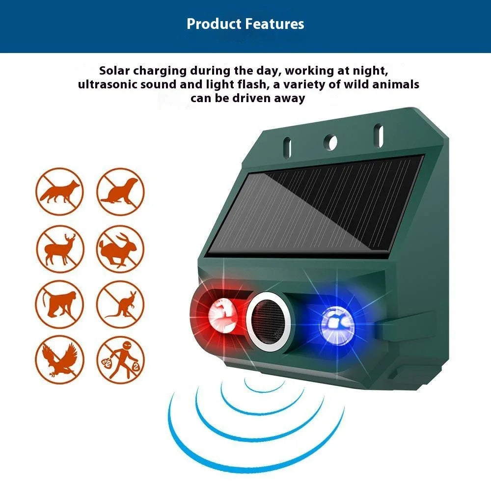 N911Z 2Pcs Solar Powered Ultrasonic Bird Repellent LED Flashing Pigeon Deterrent Motion Sensor Alarm - 4
