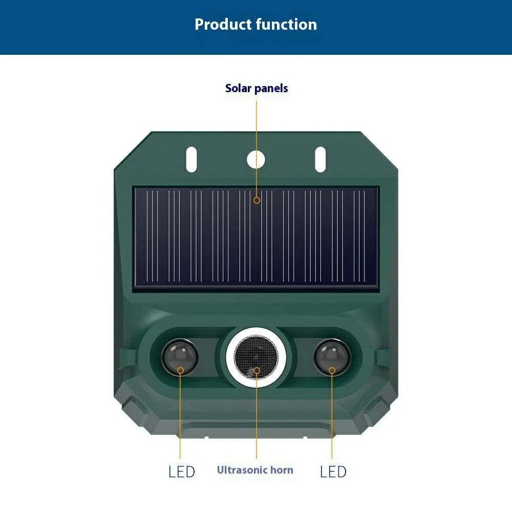 N911Z 2Pcs Solar Powered Ultrasonic Bird Repellent LED Flashing Pigeon Deterrent Motion Sensor Alarm - 5