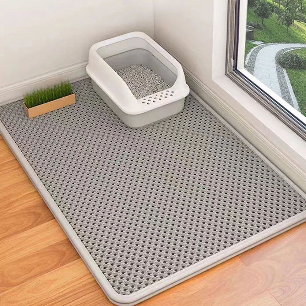 45x30cm Double Layer Pet Cat Litter Mat Anti Splash Waterproof EVA Pad - Grey - 2