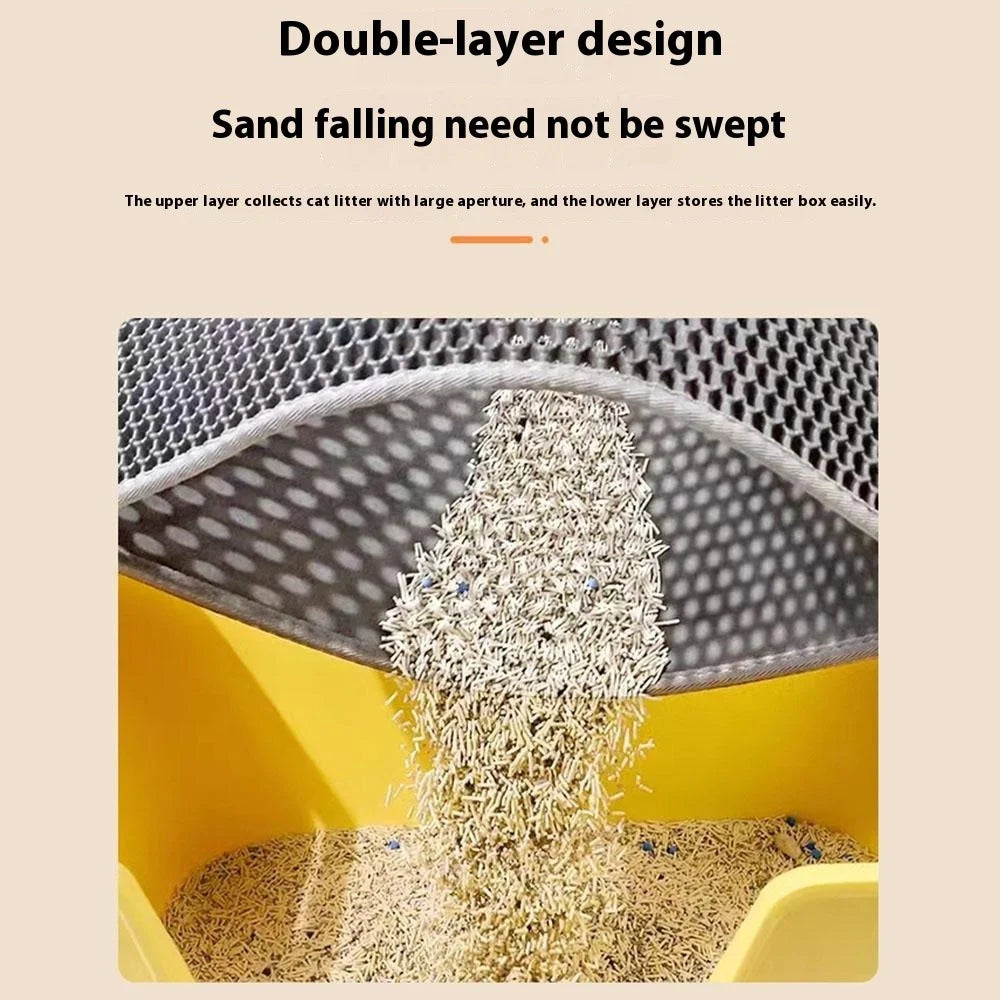 45x30cm Double Layer Pet Cat Litter Mat Anti Splash Waterproof EVA Pad - Grey - 3