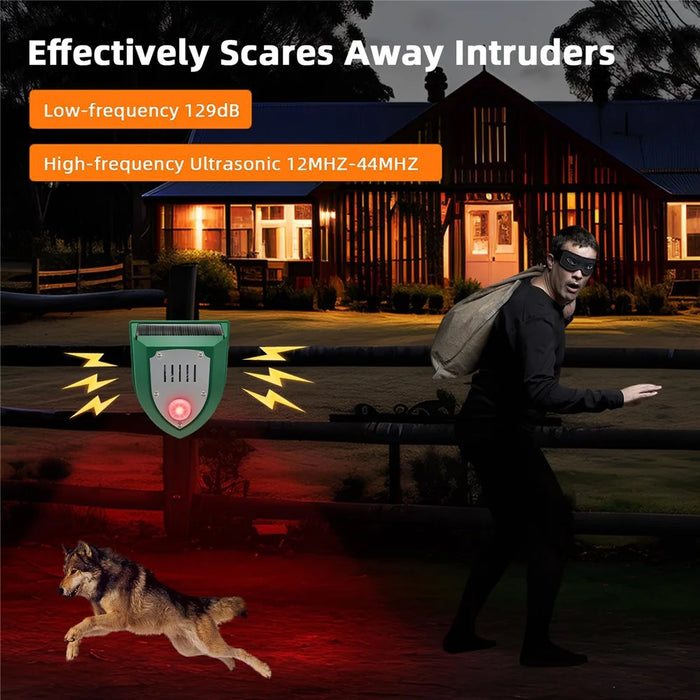 N911M Solar Powered Ultrasonic Animal Repellent for Boar / Wolf / Fox Motion Sensor Alarm with Red Flashing LED - 4