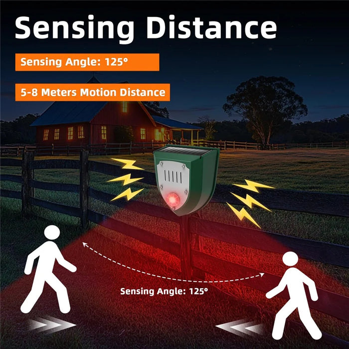 N911M Solar Powered Ultrasonic Animal Repellent for Boar / Wolf / Fox Motion Sensor Alarm with Red Flashing LED - 5