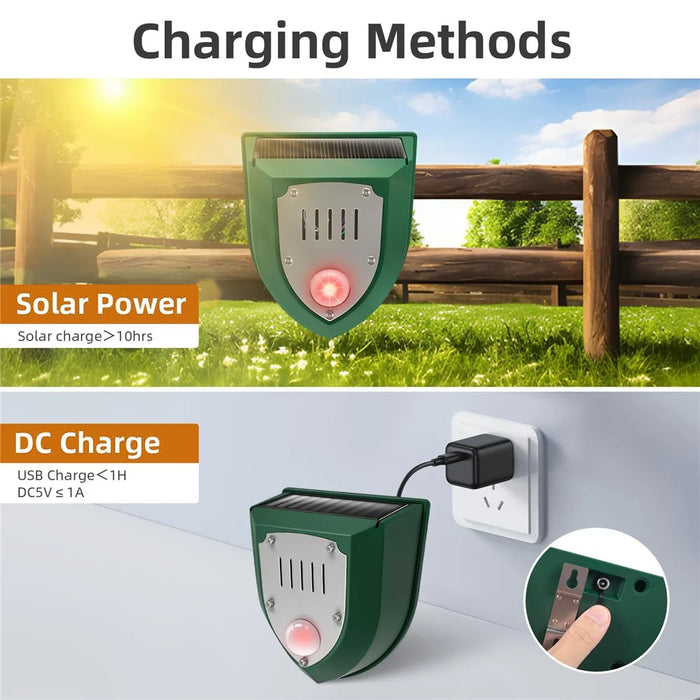 N911M Solar Powered Ultrasonic Animal Repellent for Boar / Wolf / Fox Motion Sensor Alarm with Red Flashing LED - 7