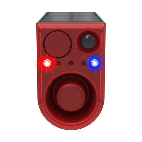 N911J Voice / Ultrasonic Dual Mode Solar Powered Animal Repellent with Red Blue Flashing Light Motion Sensor Alarm - 1