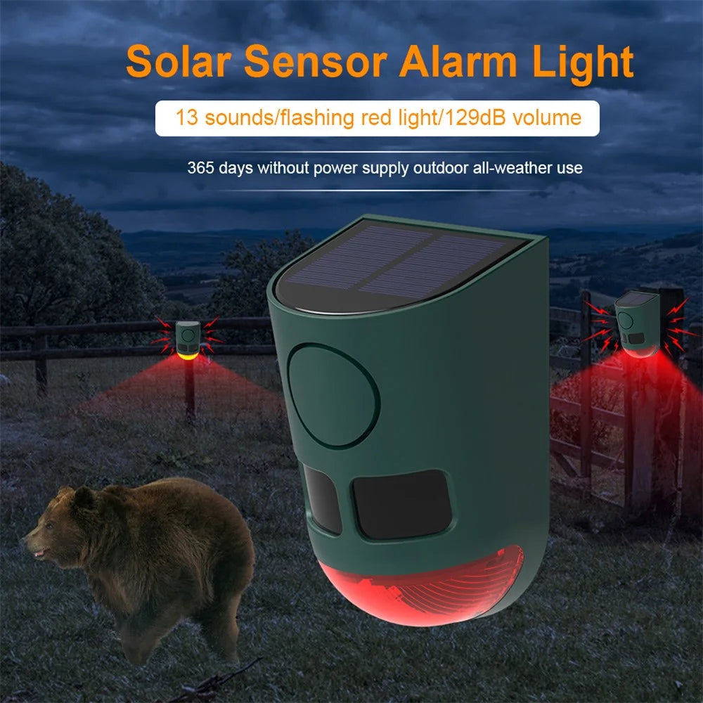 N911B Solar Powered Ultrasonic Animal Repellent for Outdoor Infrared Motion Sensor Sound Light Alarm Bird Pest Deterrent - 3