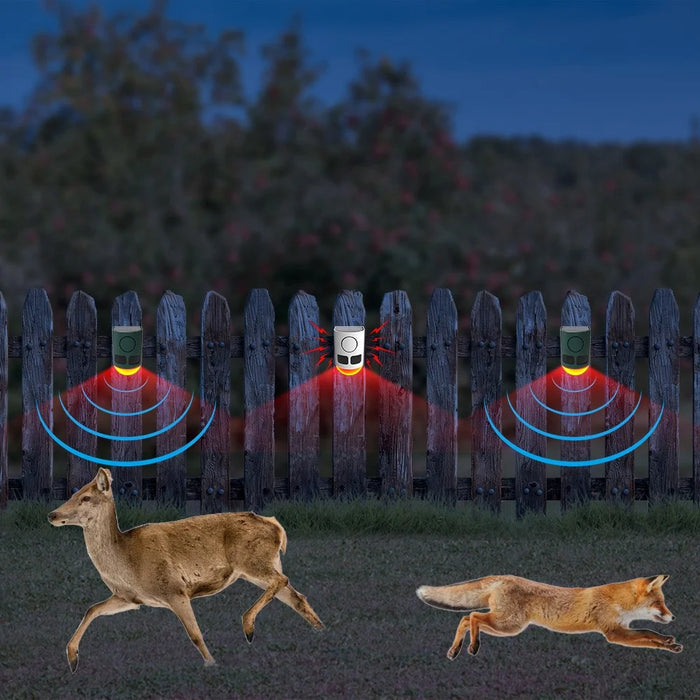 N911B 13 Sounds Motion Sensor Alarm Solar Powered Animal Repellent with LED Flashing Light - 6