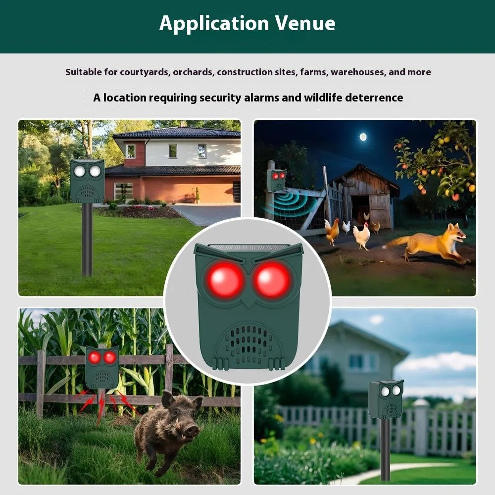 N912B 1Pc Ultrasonic Solar Beast Repeller for Farm Orchard Motion Sensor Wild Animal Deterrent - 4