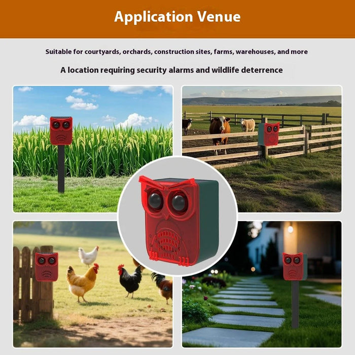 N912A 2Pcs 12 Sounds Solar Beast Repeller for Farm Orchard Infrared Motion Sensor Wild Animal Deterrent - 4