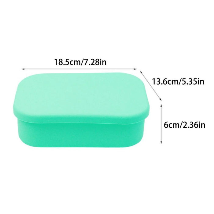 3-Compartments Silicone Lunch Box with Lid Microwave Safe Food Storage Container (BPA Free, No FDA) - Green - 7