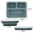 3-Compartments Silicone Lunch Box Microwave Safe Collapsible Food Container with Lid (BPA Free, No FDA) - Blue - 7