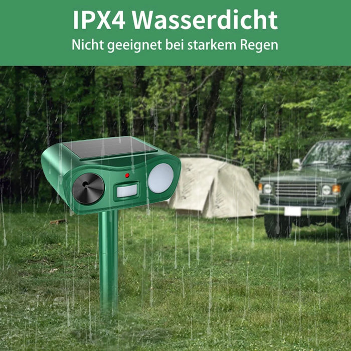 575B 18-60kHz Solar Ultrasonic Animal Repellent IPX4 Waterproof PIR Sensor with LED Strobe Light - Green - 4
