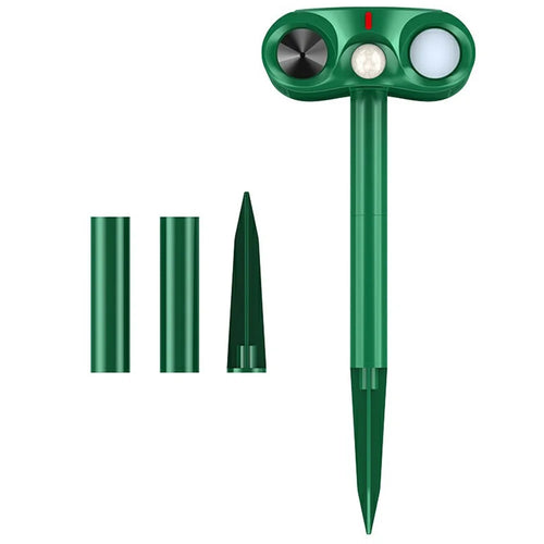 574B PIR Solar Ultrasonic Animal Repeller 18-60kHz IPX4 Waterproof with LED Flash for Outdoor - Green - 1