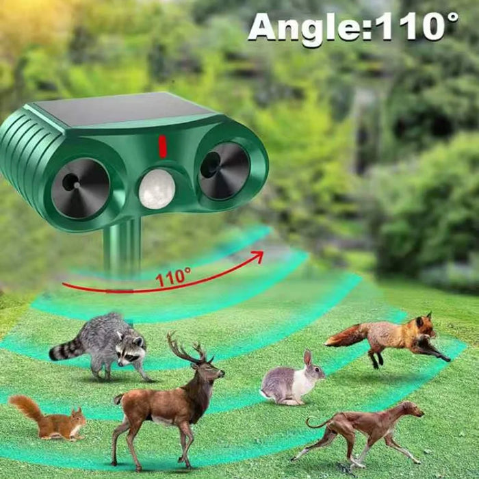 574 Solar Ultrasonic Animal Repellent IPX4 Waterproof PIR Motion Sensor for Outdoor - Green - 5