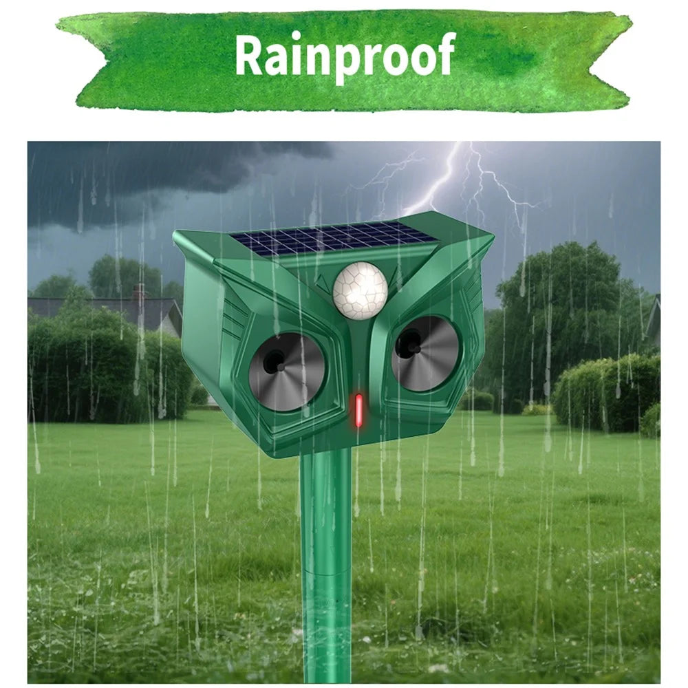 RC-567 IPX4 Waterproof Solar Ultrasonic Animal Repellent PIR Sensor with LED Flash for Outdoor - Green - 5
