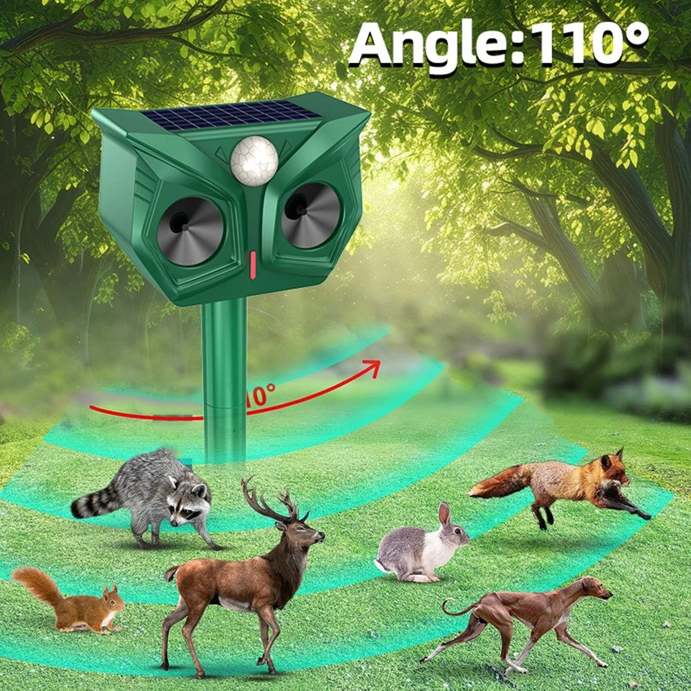 RC-567 IPX4 Waterproof Solar Ultrasonic Animal Repellent PIR Sensor with LED Flash for Outdoor - Green - 6