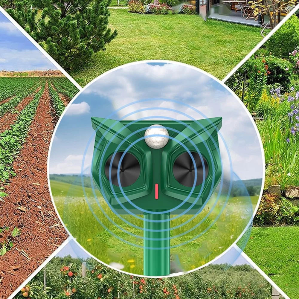 RC-567 IPX4 Waterproof Solar Ultrasonic Animal Repellent PIR Sensor with LED Flash for Outdoor - Green - 7