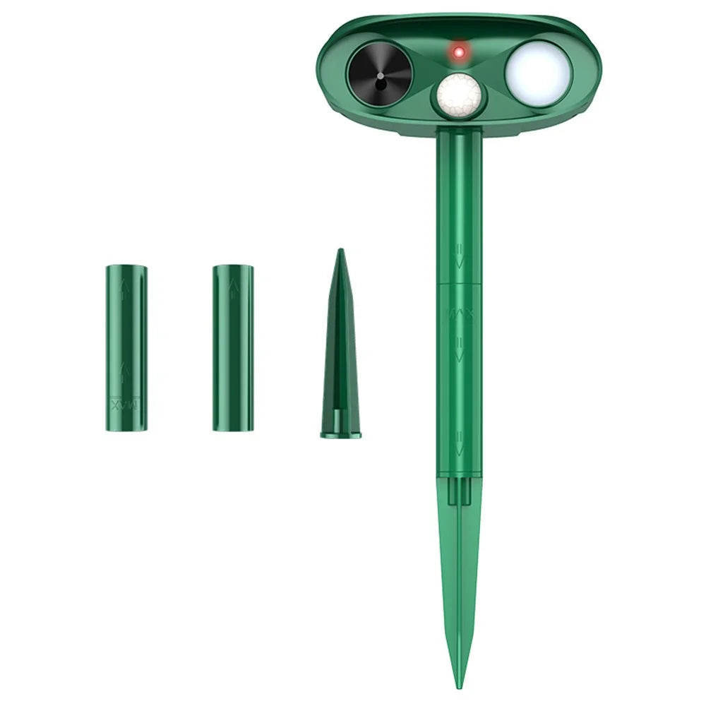 RC-566B Solar Ultrasonic Animal Repellent 18-40kHz IPX4 Waterproof LED Flash Pest Repeller - Green - 1
