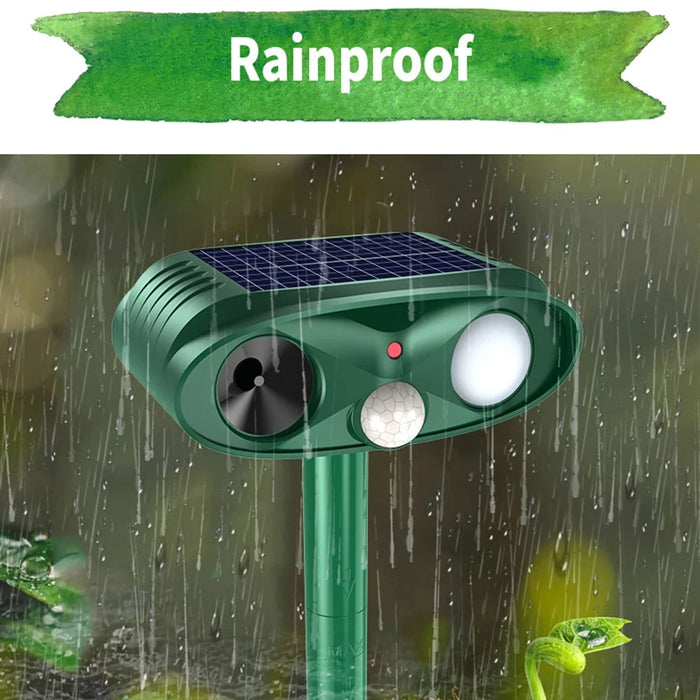 RC-566B Solar Ultrasonic Animal Repellent 18-40kHz IPX4 Waterproof LED Flash Pest Repeller - Green - 4