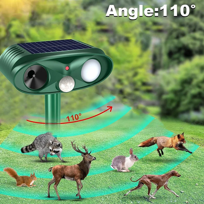 RC-566B Solar Ultrasonic Animal Repellent 18-40kHz IPX4 Waterproof LED Flash Pest Repeller - Green - 5