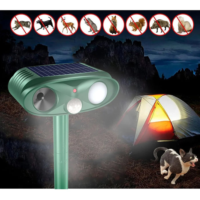 RC-566B Solar Ultrasonic Animal Repellent 18-40kHz IPX4 Waterproof LED Flash Pest Repeller - Green - 7